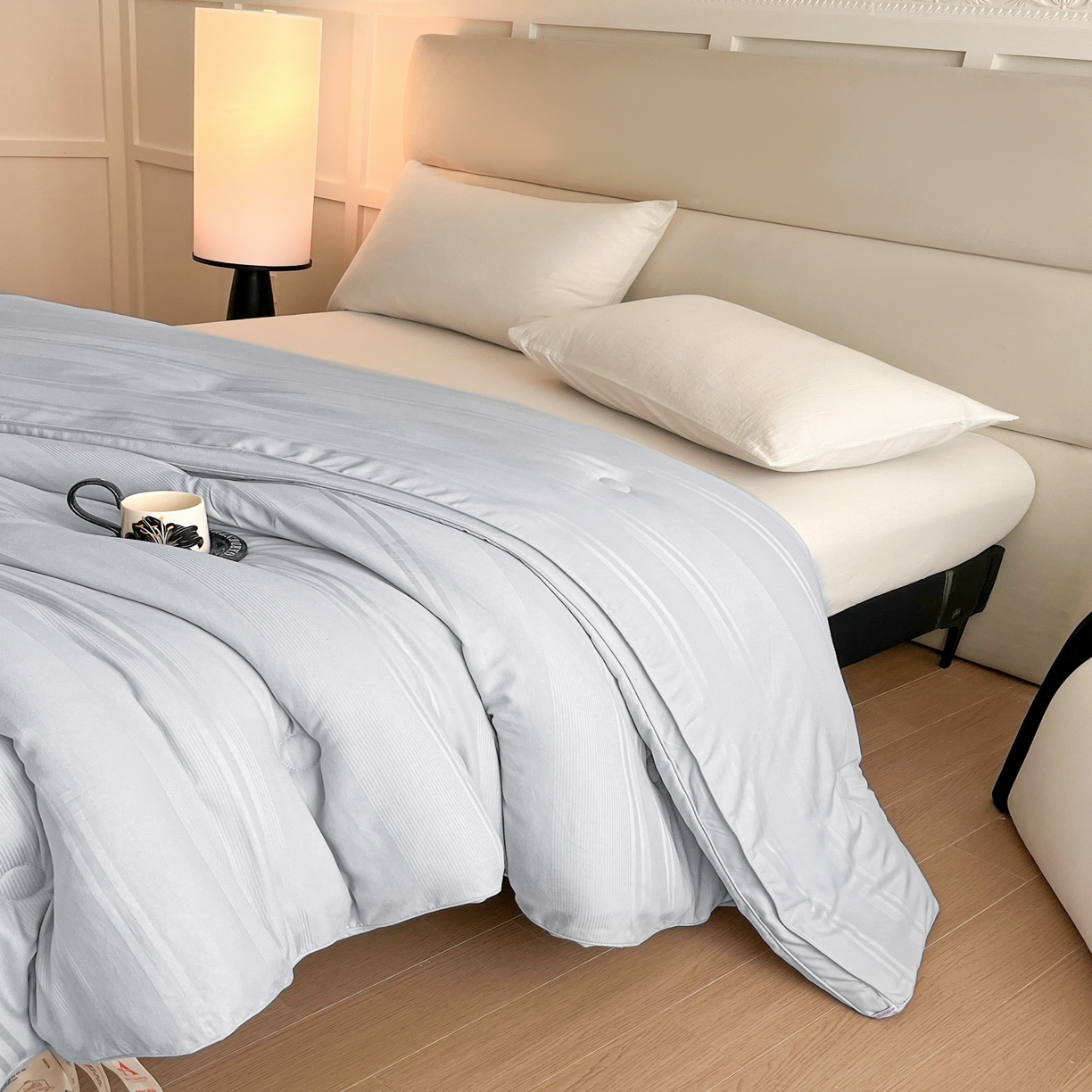 91家纺网 家纺一手货源 找家纺 芭芭棉家纺 2025新款芭芭棉全棉大豆被被子被芯 灰色