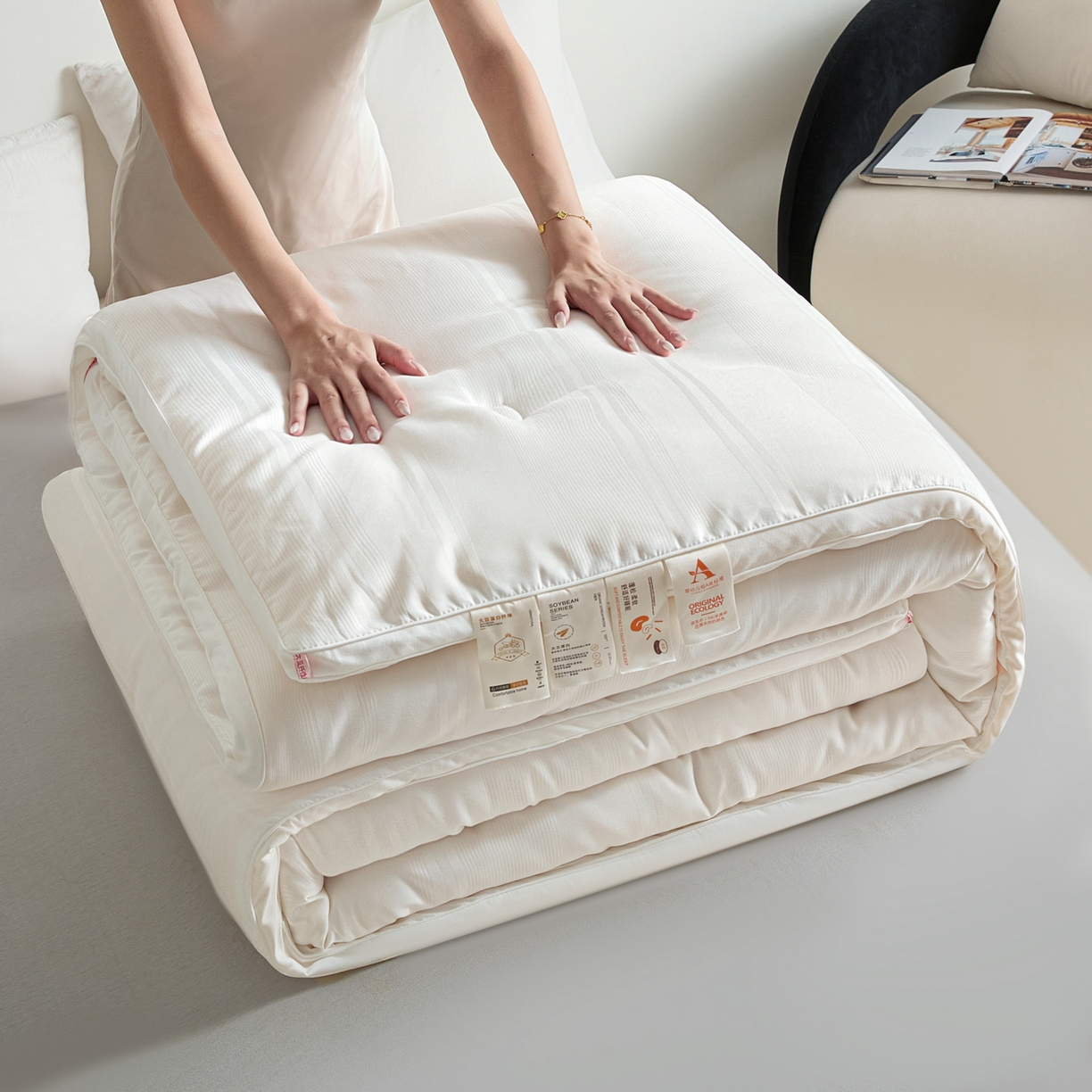 芭芭棉家纺 2025新款芭芭棉全棉大豆被被子被芯 白色