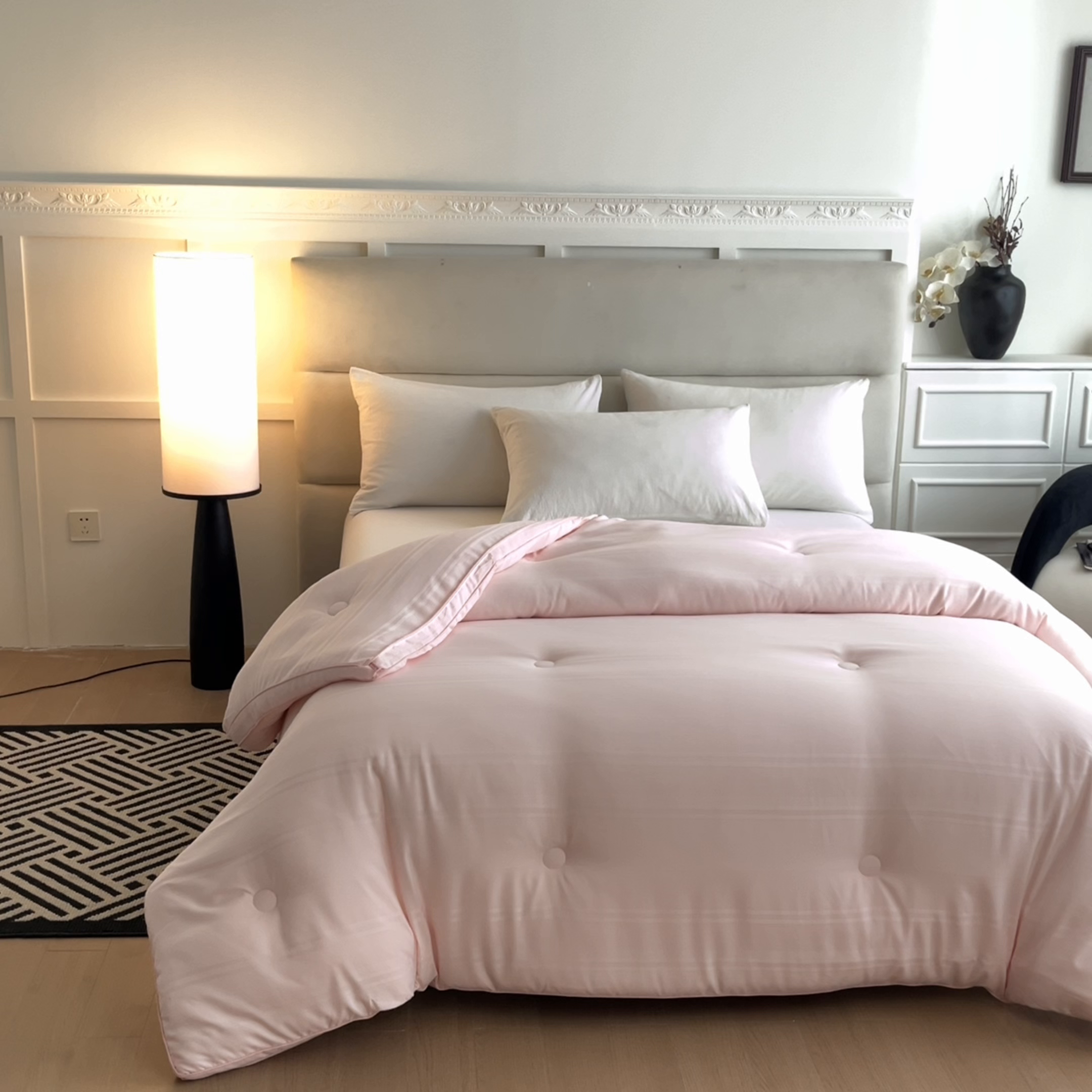 91家纺网 家纺一手货源 找家纺 芭芭棉家纺 2025新款芭芭棉全棉大豆被被子被芯 粉色