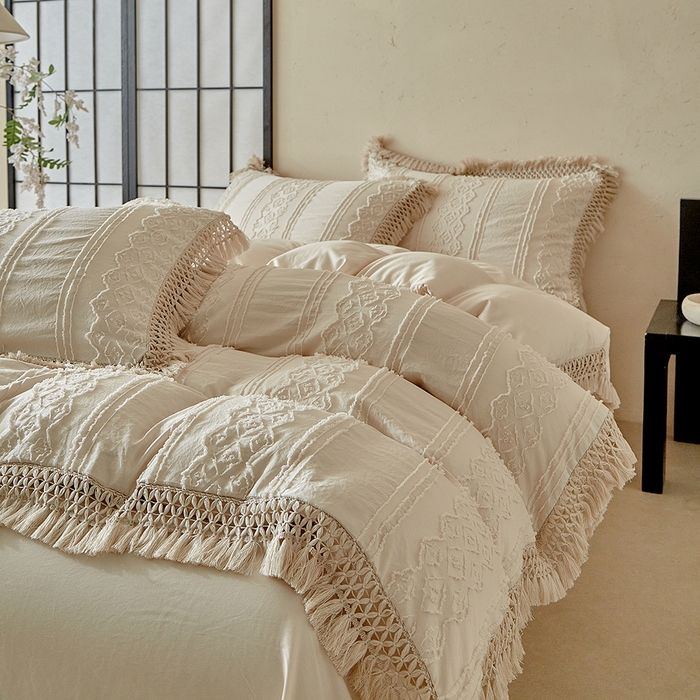 91家纺网 家纺一手货源 找家纺 （总）缘生活 2025新款立体剪花流苏四件套 四季通用-新增花型