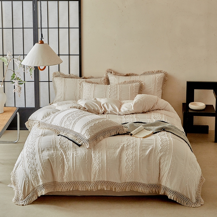 91家纺网 家纺一手货源 找家纺 （总）缘生活 2025新款立体剪花流苏四件套 四季通用-新增花型