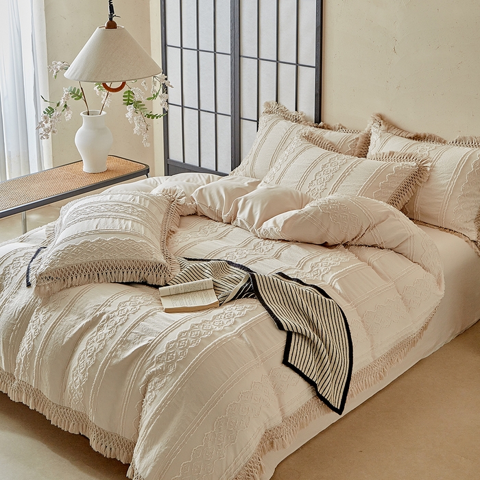 91家纺网 家纺一手货源 找家纺 （总）缘生活 2025新款立体剪花流苏四件套 四季通用-新增花型