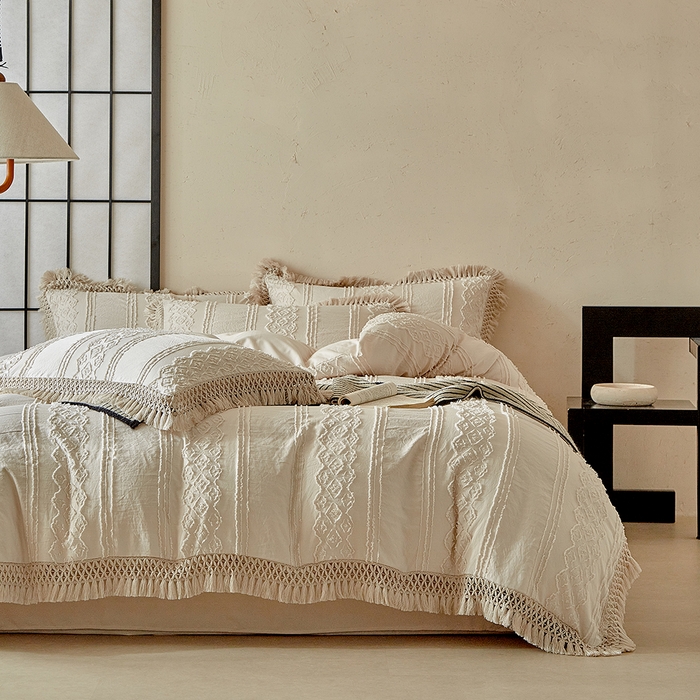 91家纺网 家纺一手货源 找家纺 缘生活 2025新款立体剪花流苏四件套 四季通用-新增花型 剪花巴洛克 流苏+卡其