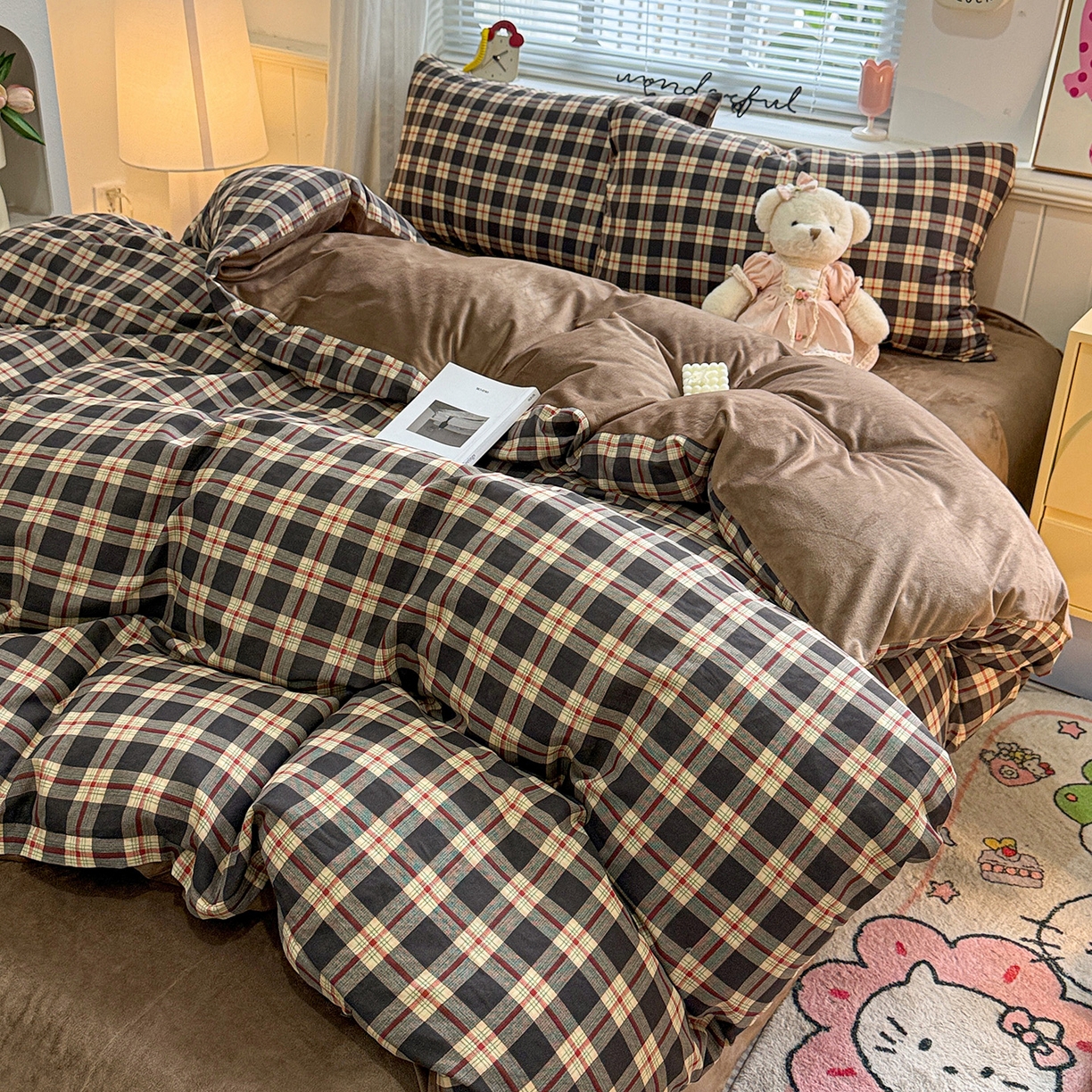 黛馨 2025秋冬新款棉加绒全棉双层纱宝宝绒工艺款花边四件套-基础款 罗格先生-基础款