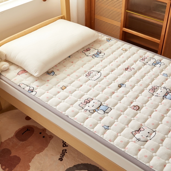 91家纺网 家纺一手货源 找家纺 （总）元昊床垫 2025新款牛奶绒学生宿舍夹棉床垫直角防滑床垫