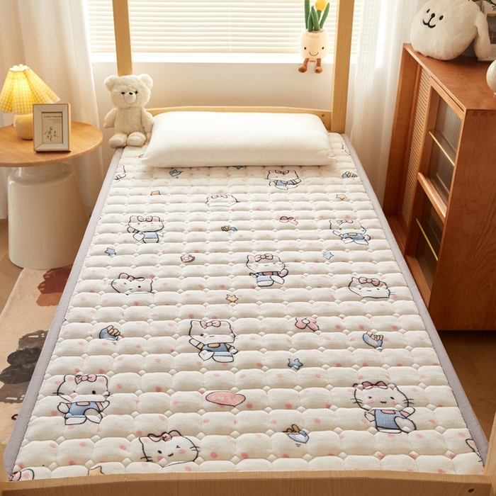 91家纺网 家纺一手货源 找家纺 （总）元昊床垫 2025新款牛奶绒学生宿舍夹棉床垫直角防滑床垫