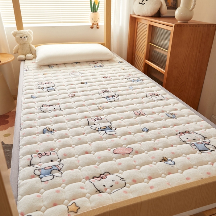 91家纺网 家纺一手货源 找家纺 （总）元昊床垫 2025新款牛奶绒学生宿舍夹棉床垫直角防滑床垫