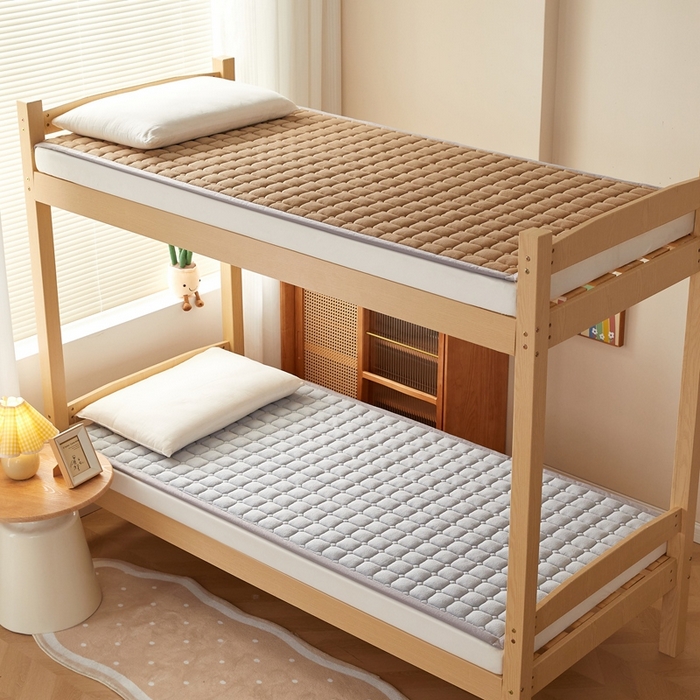 元昊床垫 2025新款牛奶绒学生宿舍夹棉床垫直角防滑床垫 大自然-灰