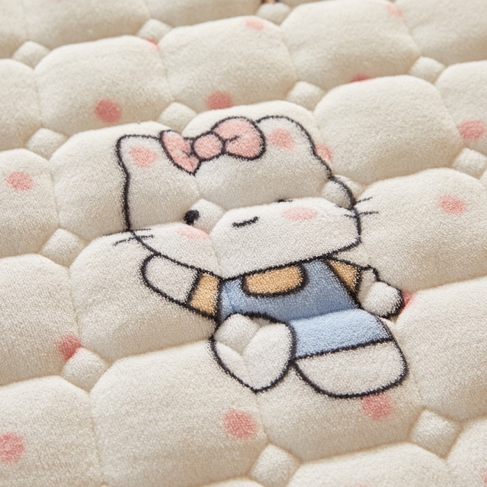 91家纺网 家纺一手货源 找家纺 元昊床垫 2025新款牛奶绒学生宿舍夹棉床垫直角防滑床垫 kt 猫