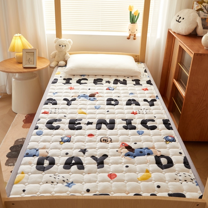 91家纺网 家纺一手货源 找家纺 元昊床垫 2025新款牛奶绒学生宿舍夹棉床垫直角防滑床垫 腊肠狗