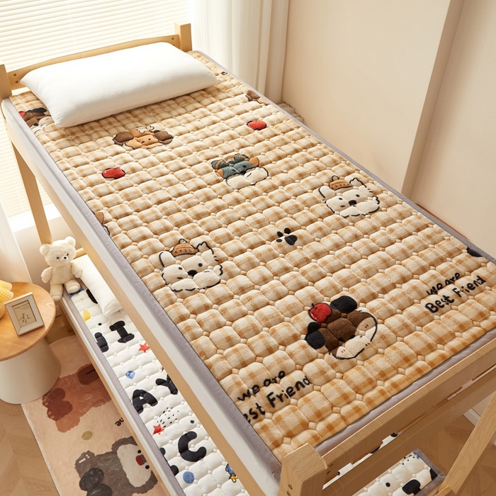 91家纺网 家纺一手货源 找家纺 元昊床垫 2025新款牛奶绒学生宿舍夹棉床垫直角防滑床垫 腊肠狗