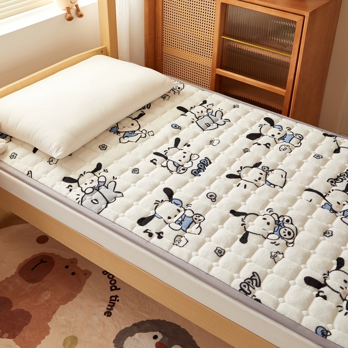 91家纺网 家纺一手货源 找家纺 元昊床垫 2025新款牛奶绒学生宿舍夹棉床垫直角防滑床垫 大耳朵狗