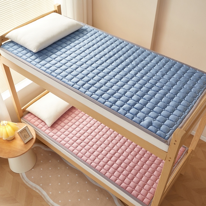 91家纺网 家纺一手货源 找家纺 元昊床垫 2025新款牛奶绒学生宿舍夹棉床垫直角防滑床垫 大自然-粉