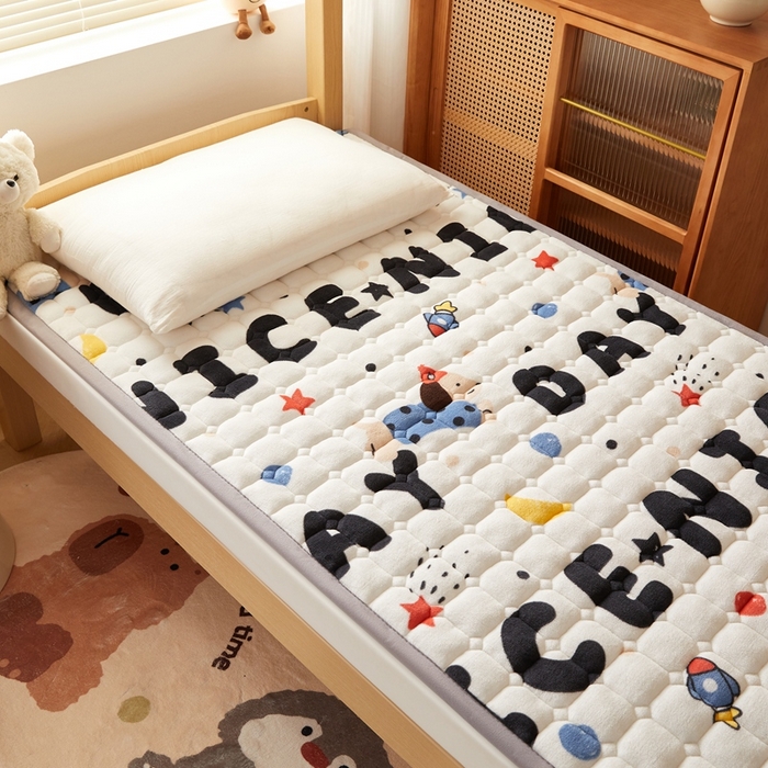 91家纺网 家纺一手货源 找家纺 元昊床垫 2025新款牛奶绒学生宿舍夹棉床垫直角防滑床垫 腊肠狗