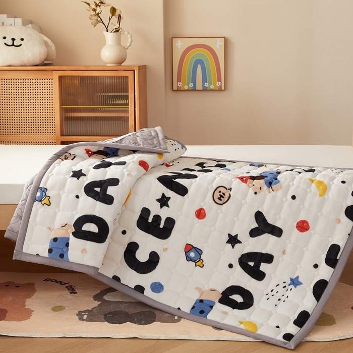 91家纺网 家纺一手货源 找家纺 元昊床垫 2025新款牛奶绒学生宿舍夹棉床垫直角防滑床垫 腊肠狗