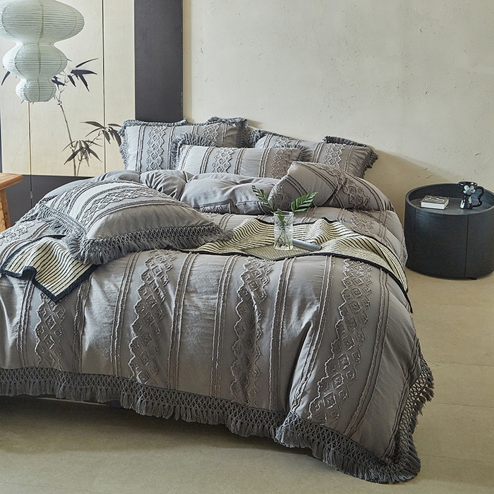 91家纺网 家纺一手货源 找家纺 （总）缘生活 2025新款立体剪花流苏四件套 四季通用-新增花型