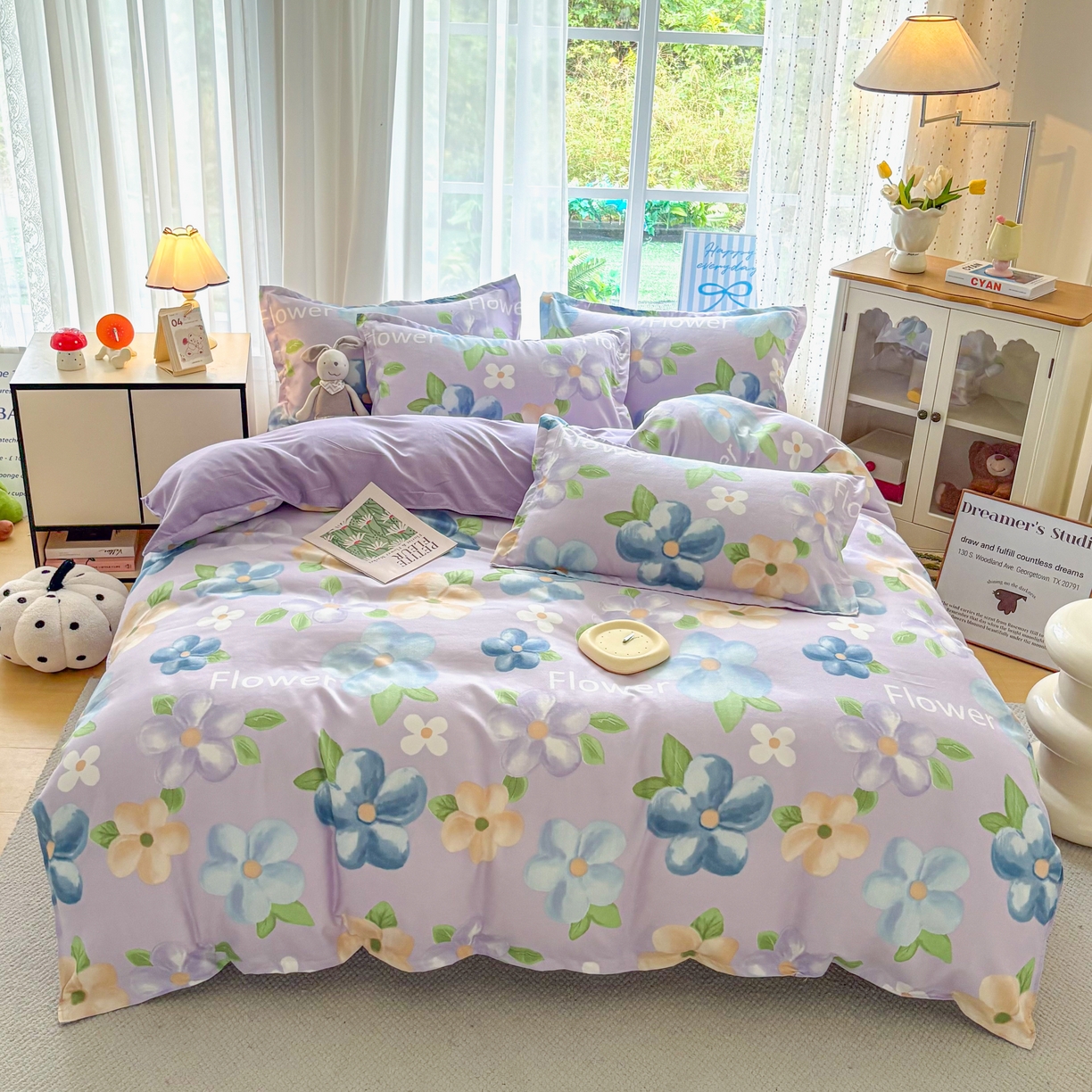 91家纺网 家纺一手货源 找家纺 正莱欣 2025新品加厚生态棉磨毛四件套高克重植物羊绒床单款床笠款四件套大量现货（学生三件套）巴黎花染