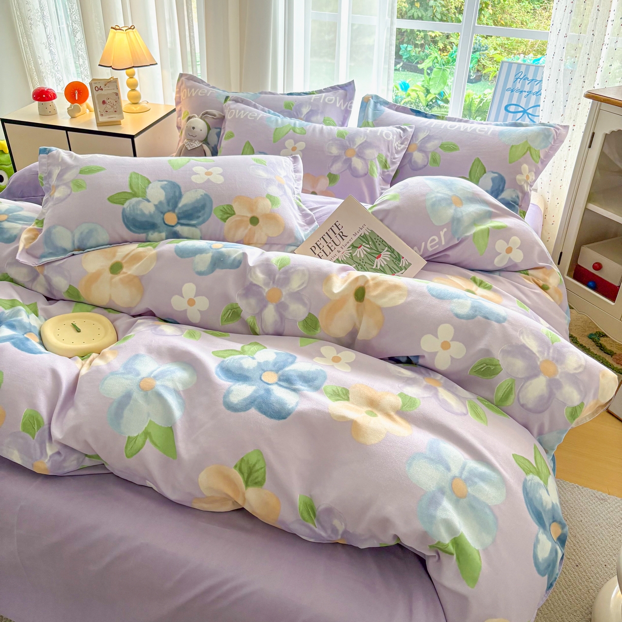 91家纺网 家纺一手货源 找家纺 正莱欣 2025新品加厚生态棉磨毛四件套高克重植物羊绒床单款床笠款四件套大量现货（学生三件套）巴黎花染