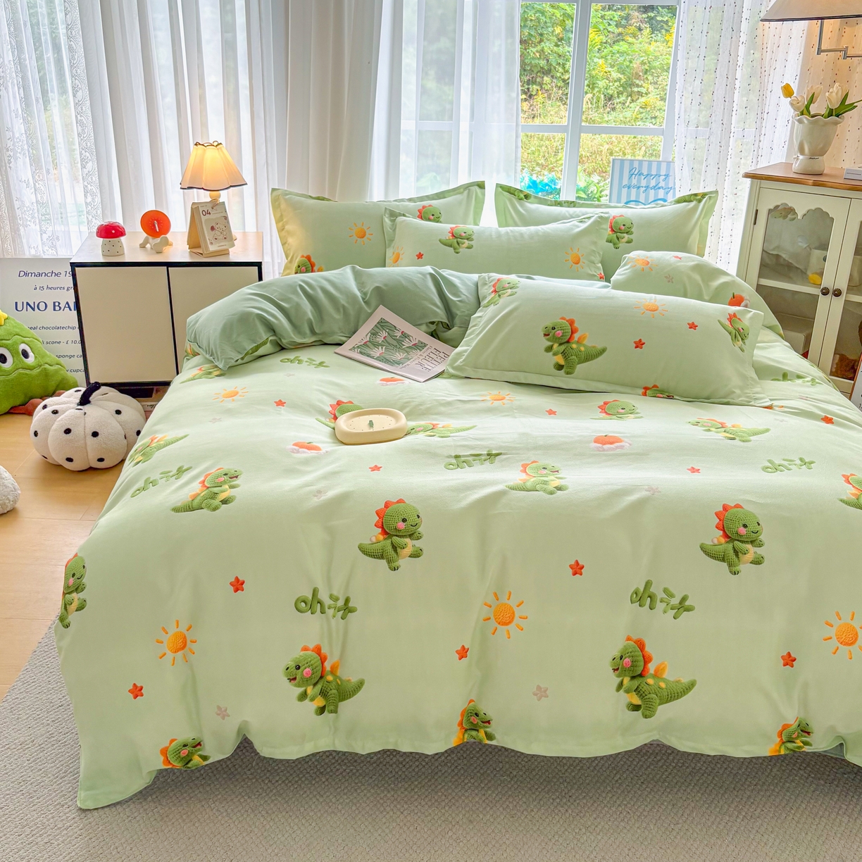 91家纺网 家纺一手货源 找家纺 正莱欣 2025新品加厚生态棉磨毛四件套高克重植物羊绒床单款床笠款四件套大量现货（学生三件套）小萌龙