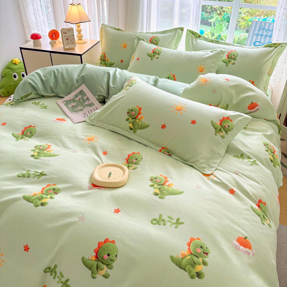 91家纺网 家纺一手货源 找家纺 正莱欣 2025新品加厚生态棉磨毛四件套高克重植物羊绒床单款床笠款四件套大量现货（学生三件套）小萌龙