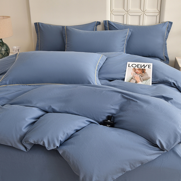 91家纺网 家纺一手货源 找家纺 （总）宇彬家纺 2026新款A类13374全棉纯棉母婴级纯色四件套贡缎新疆长绒轻奢缩水足可定做