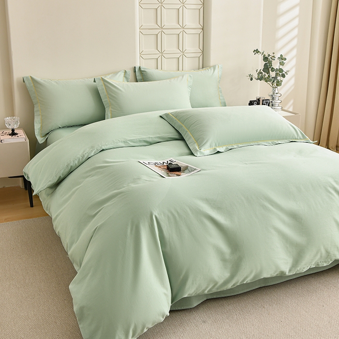 91家纺网 家纺一手货源 找家纺 （总）宇彬家纺 2026新款A类13374全棉纯棉母婴级纯色四件套贡缎新疆长绒轻奢缩水足可定做