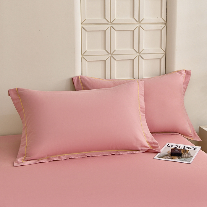 91家纺网 家纺一手货源 找家纺 宇彬家纺 2026新款A类13374全棉纯棉母婴级纯色四件套贡缎新疆长绒轻奢缩水足可定做 一字绣-紫豆沙