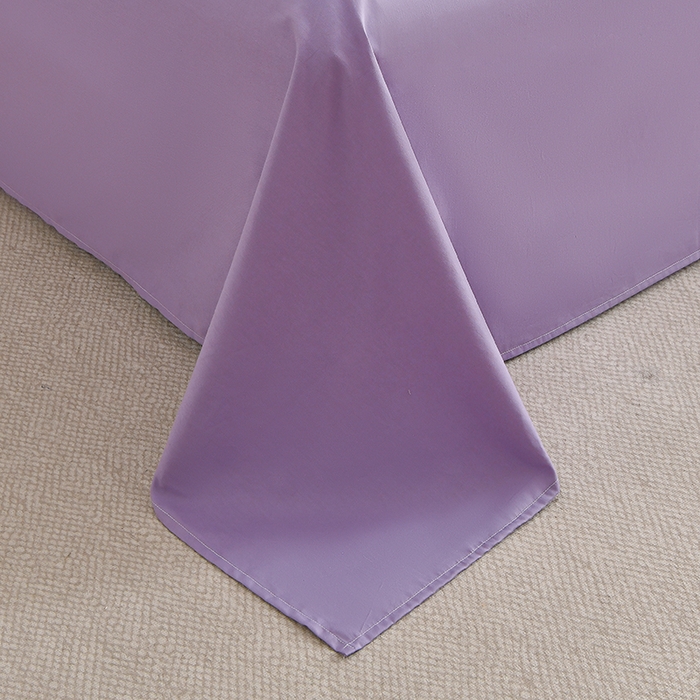 91家纺网 家纺一手货源 找家纺 宇彬家纺 2026新款A类13374全棉纯棉母婴级纯色四件套贡缎新疆长绒轻奢缩水足可定做 一字绣-典雅紫