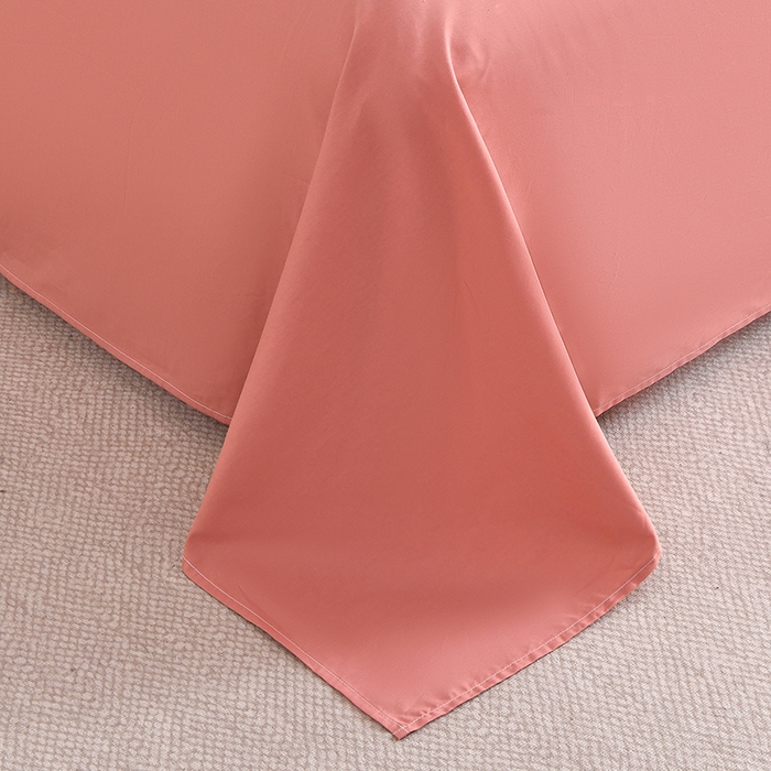 91家纺网 家纺一手货源 找家纺 宇彬家纺 2026新款A类13374全棉纯棉母婴级纯色四件套贡缎新疆长绒轻奢缩水足可定做 一字绣-奶油粉