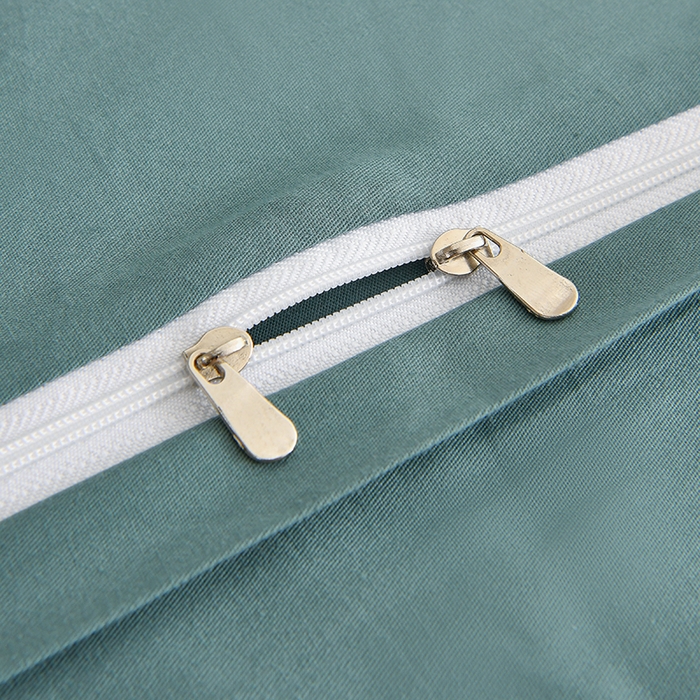 91家纺网 家纺一手货源 找家纺 宇彬家纺 2026新款A类13374全棉纯棉母婴级纯色四件套贡缎新疆长绒轻奢缩水足可定做 一字绣-摩卡绿