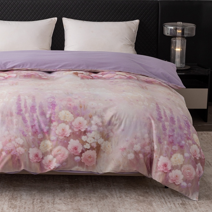 91家纺网 家纺一手货源 找家纺 晶缦家纺 2025新款纯棉全棉磨毛单被套单品被套被套单件 篱笆小筑粉