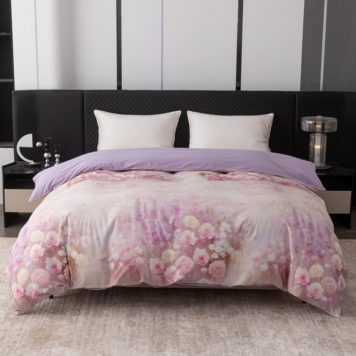 91家纺网 家纺一手货源 找家纺 晶缦家纺 2025新款纯棉全棉磨毛单被套单品被套被套单件 篱笆小筑粉