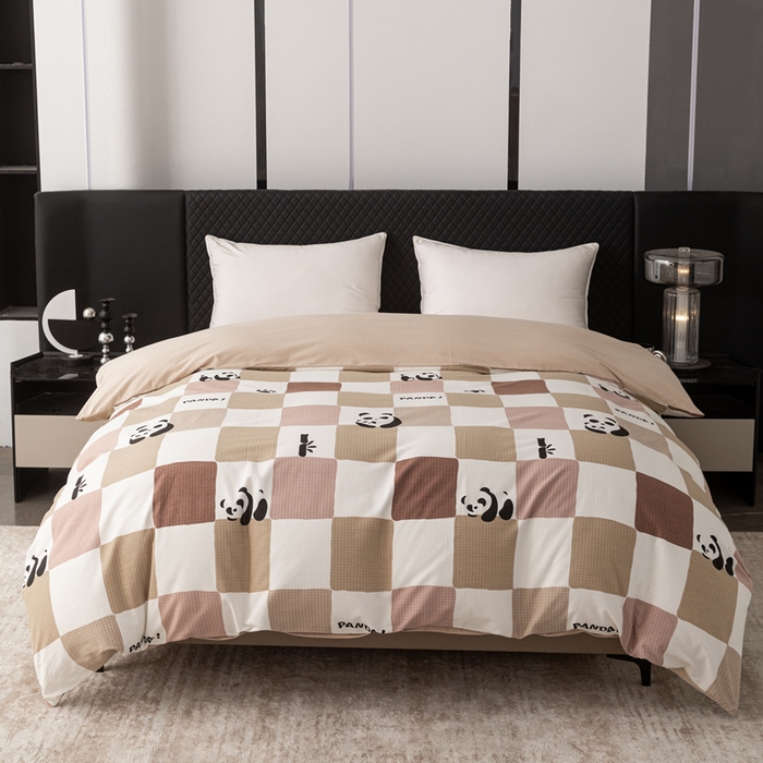 91家纺网 家纺一手货源 找家纺 晶缦家纺 2025新款纯棉全棉磨毛单被套单品被套被套单件 格调熊猫棕