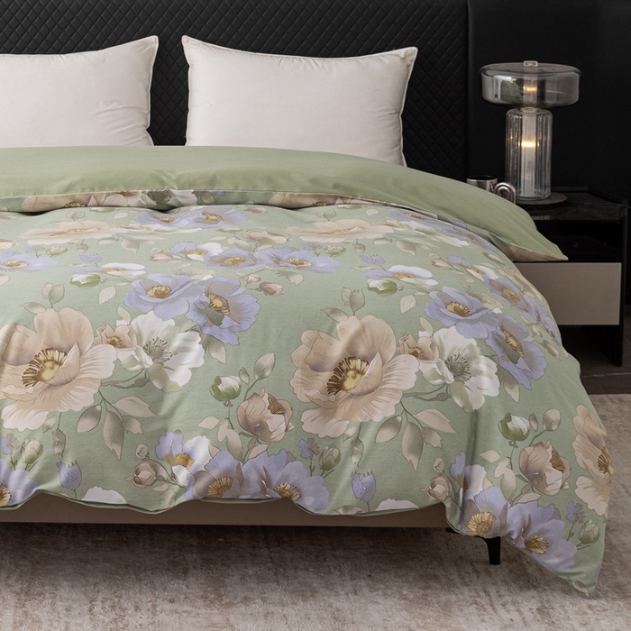 91家纺网 家纺一手货源 找家纺 晶缦家纺 2025新款纯棉全棉磨毛单被套单品被套被套单件 花灿烂绿