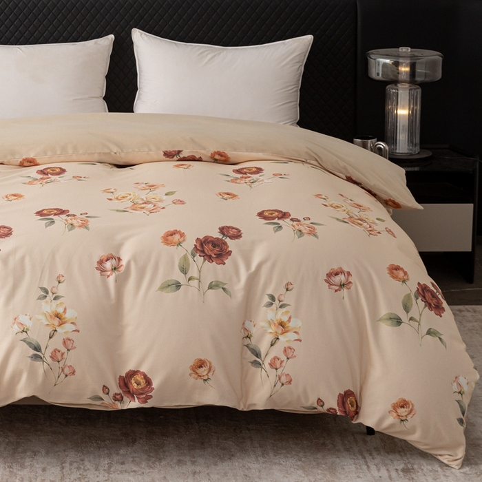 91家纺网 家纺一手货源 找家纺 晶缦家纺 2025新款纯棉全棉磨毛单被套单品被套被套单件 玫瑰时光黄