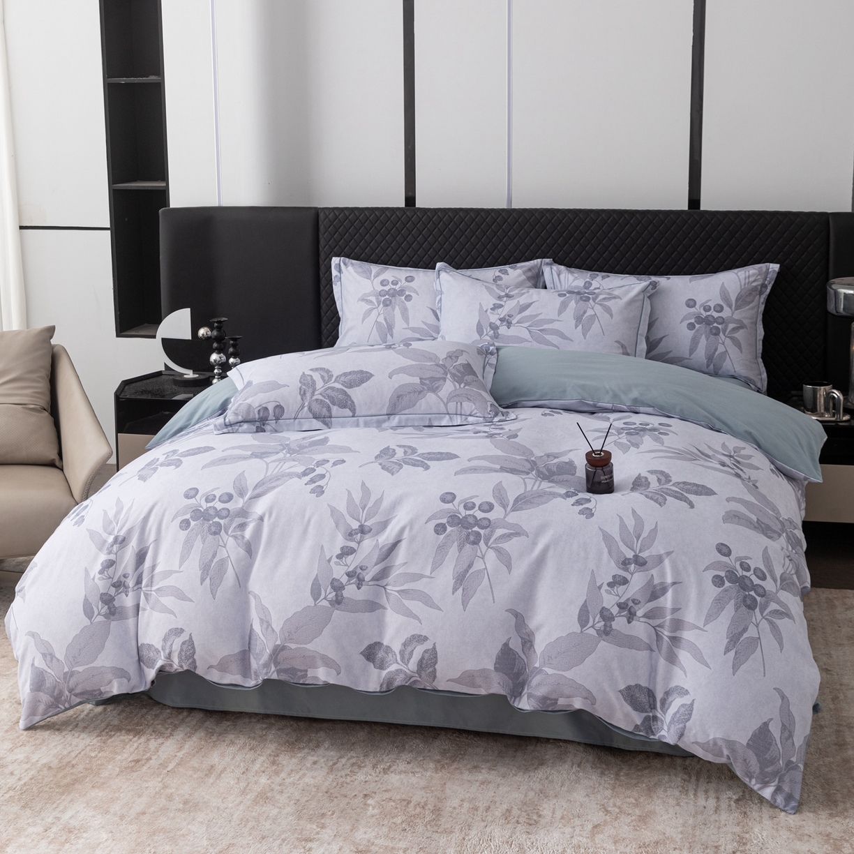 91家纺网 家纺一手货源 找家纺 晶缦家纺 2025新款加厚纯棉全棉磨毛四件套 安梦灰