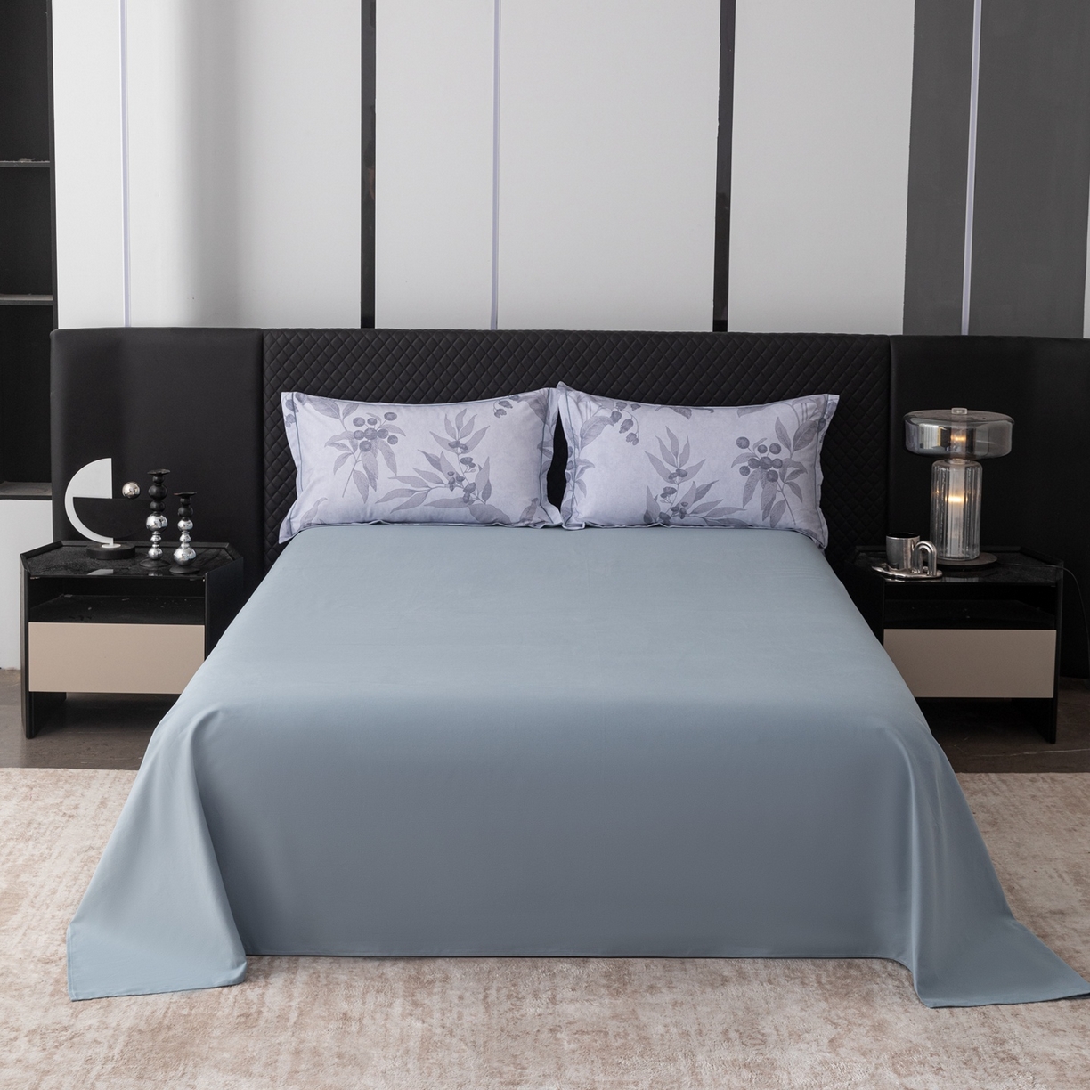 91家纺网 家纺一手货源 找家纺 晶缦家纺 2025新款加厚纯棉全棉磨毛四件套 安梦灰