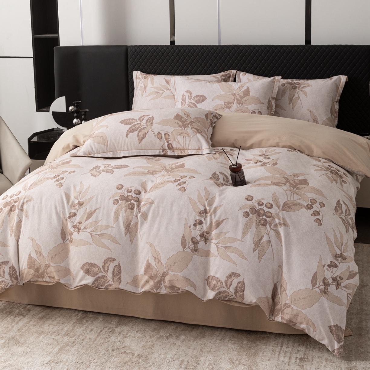 91家纺网 家纺一手货源 找家纺 晶缦家纺 2025新款加厚纯棉全棉磨毛四件套 安梦咖