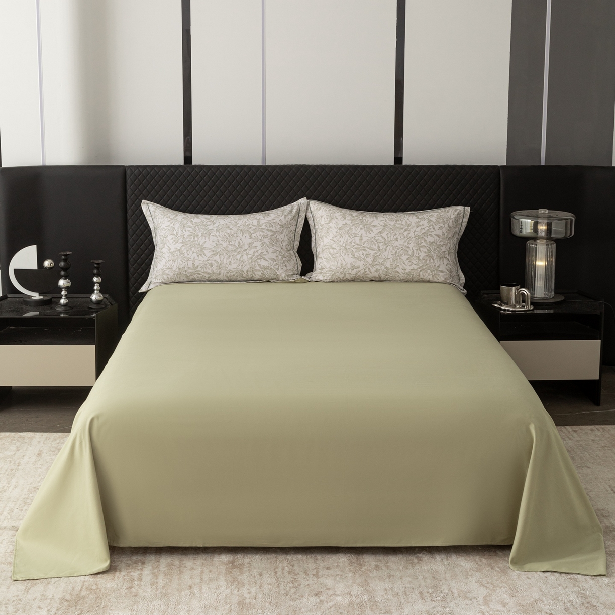 91家纺网 家纺一手货源 找家纺 晶缦家纺 2025新款加厚纯棉全棉磨毛四件套 恋影春天绿