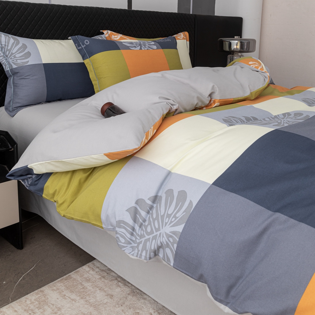 91家纺网 家纺一手货源 找家纺 晶缦家纺 2025新款加厚纯棉全棉磨毛四件套 叶梦格调