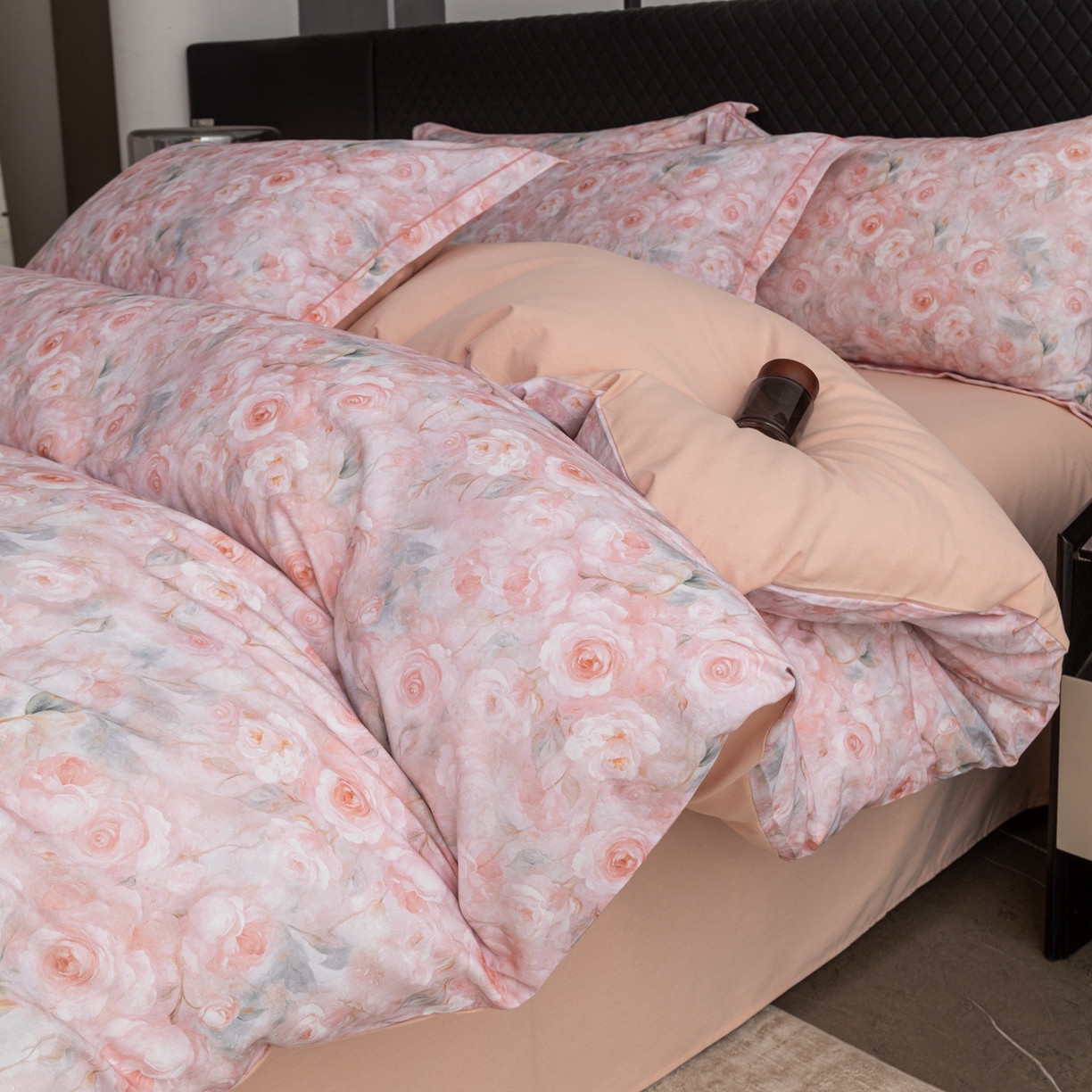 91家纺网 家纺一手货源 找家纺 晶缦家纺 2025新款加厚纯棉全棉磨毛四件套 淡颜粉