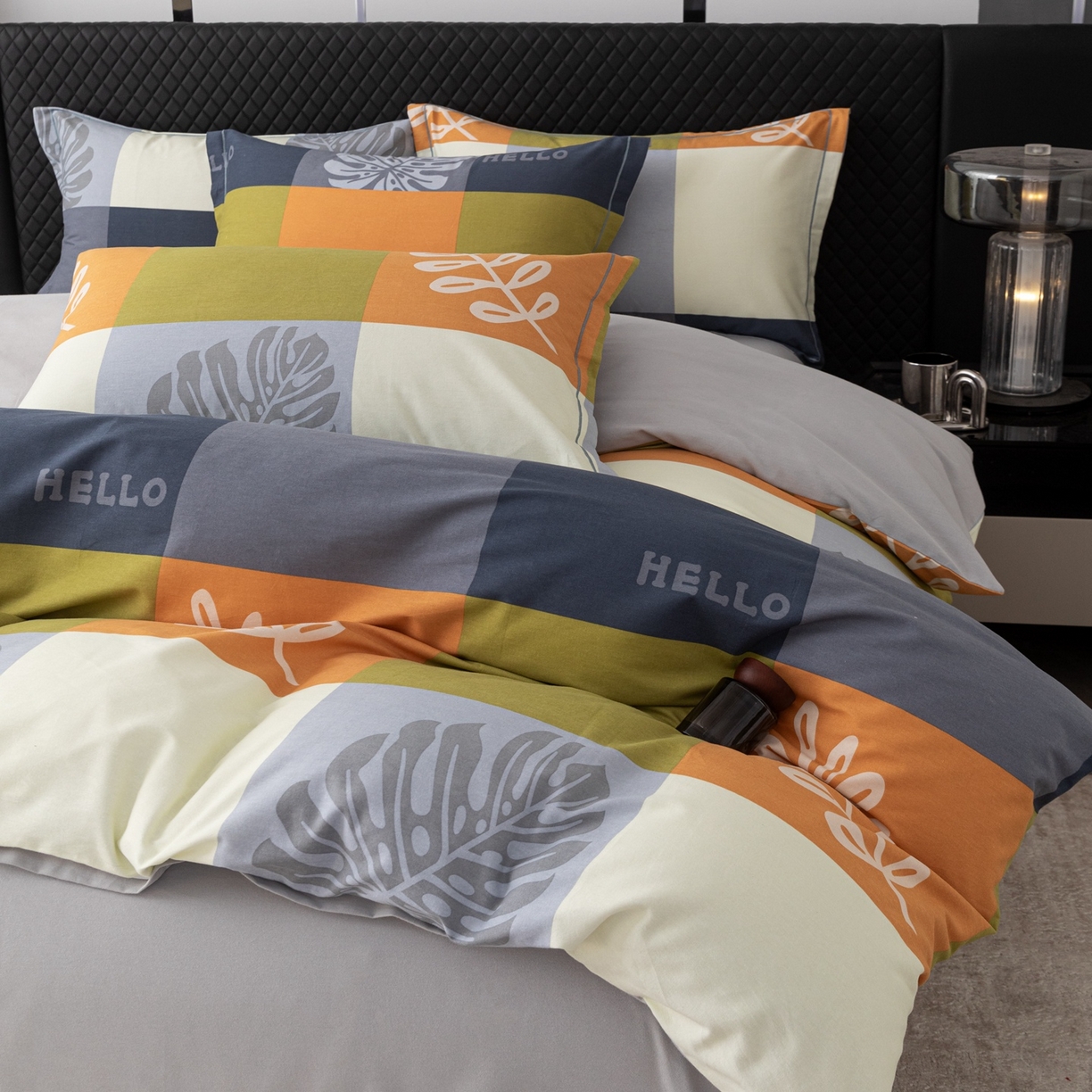 91家纺网 家纺一手货源 找家纺 晶缦家纺 2025新款加厚纯棉全棉磨毛四件套 叶梦格调