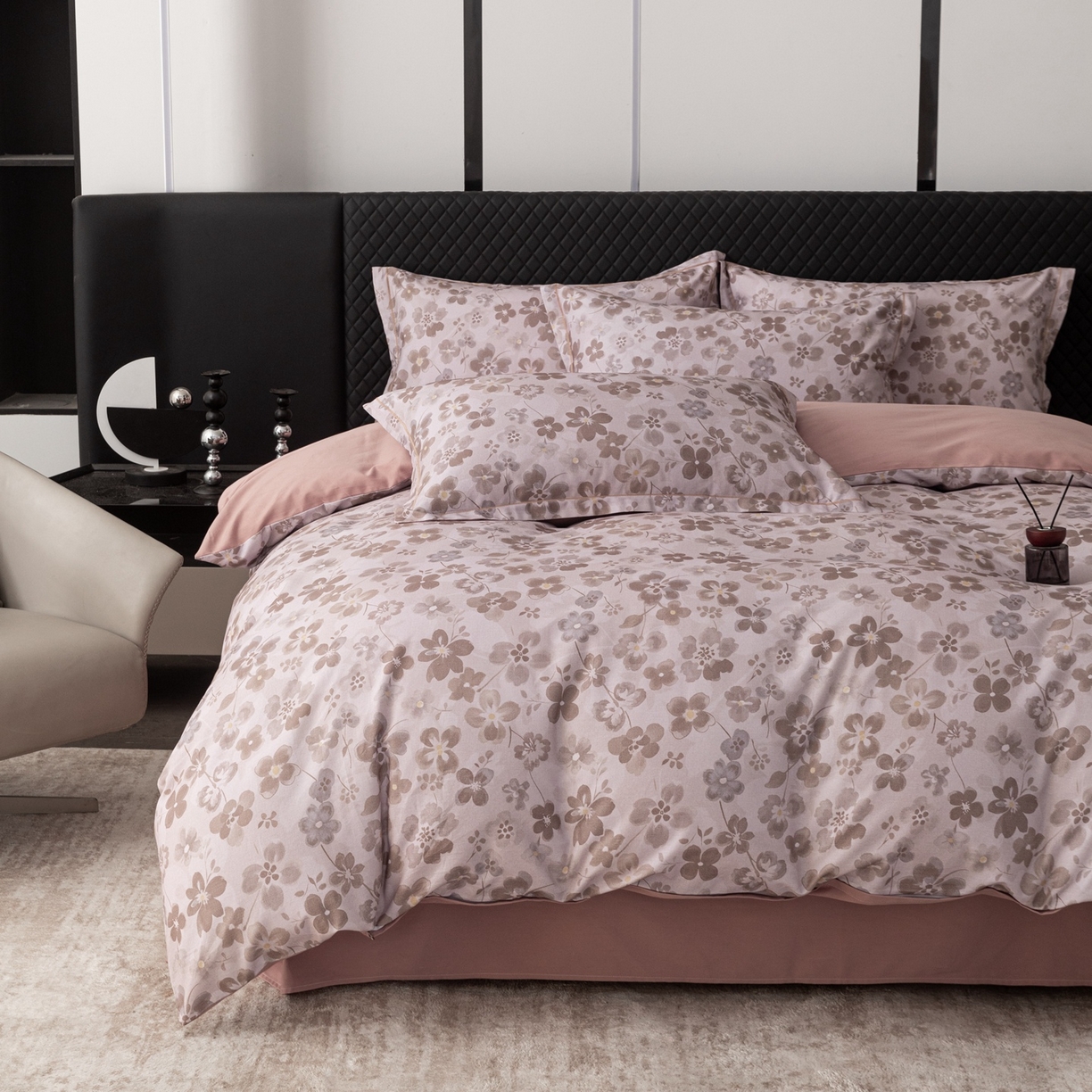 91家纺网 家纺一手货源 找家纺 晶缦家纺 2025新款加厚纯棉全棉磨毛四件套 春风恋影棕