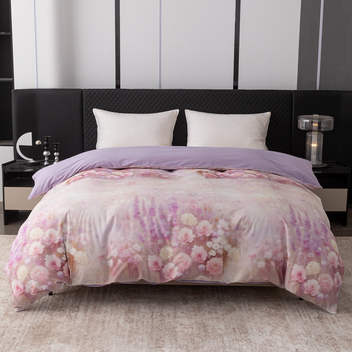 91家纺网 家纺一手货源 找家纺 晶缦家纺 2025新款加厚纯棉全棉磨毛四件套 篱笆小筑粉