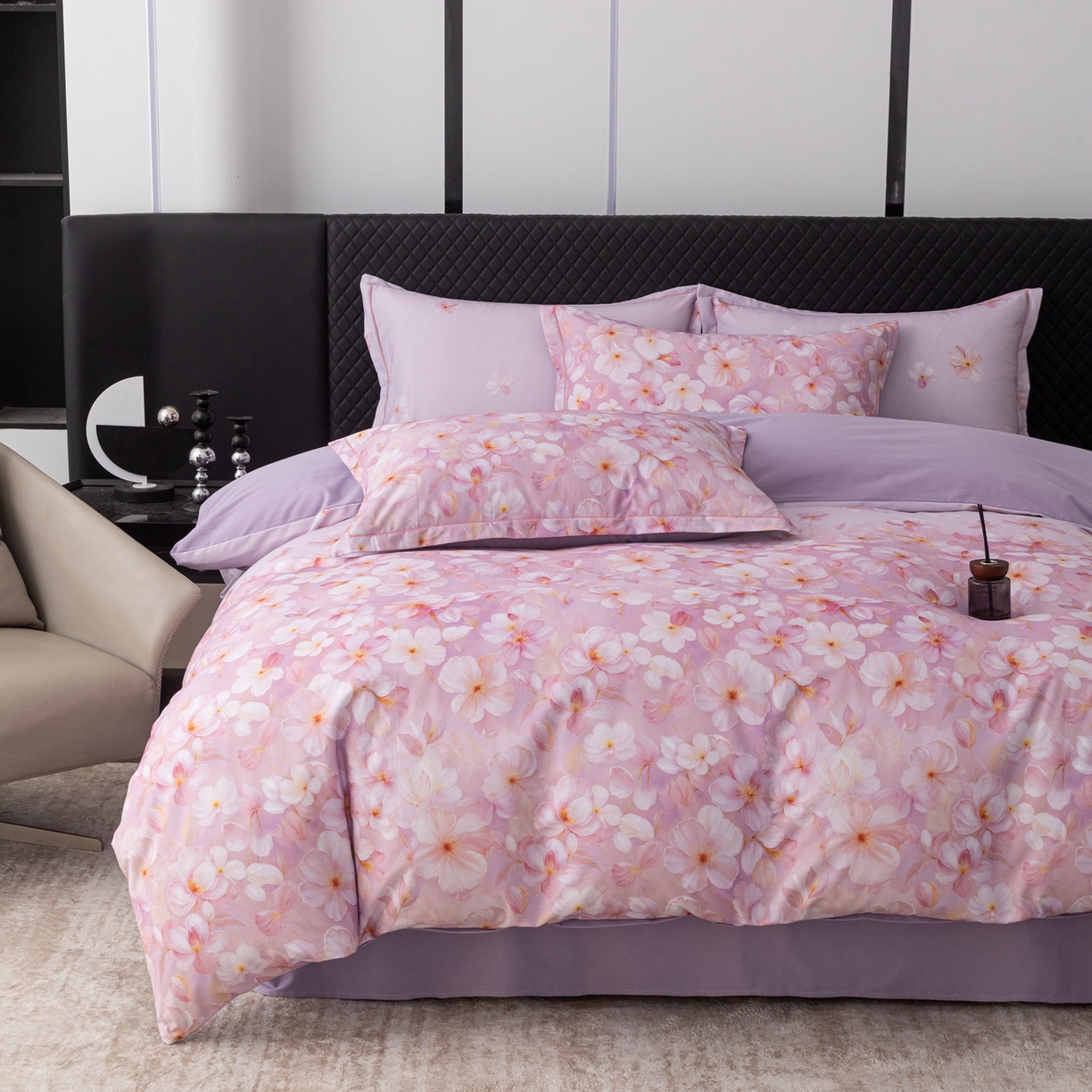 91家纺网 家纺一手货源 找家纺 晶缦家纺 2025新款加厚纯棉全棉磨毛四件套 寂香冷粉