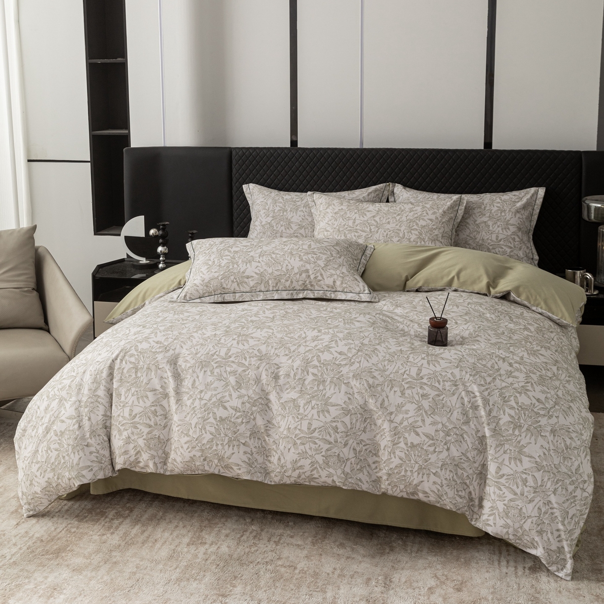 91家纺网 家纺一手货源 找家纺 晶缦家纺 2025新款加厚纯棉全棉磨毛四件套 恋影春天绿