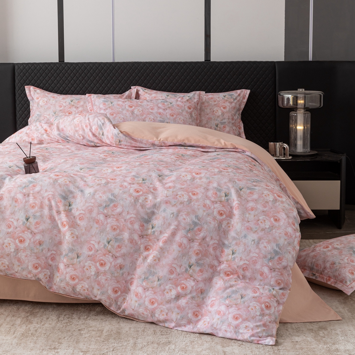 91家纺网 家纺一手货源 找家纺 晶缦家纺 2025新款加厚纯棉全棉磨毛四件套 淡颜粉