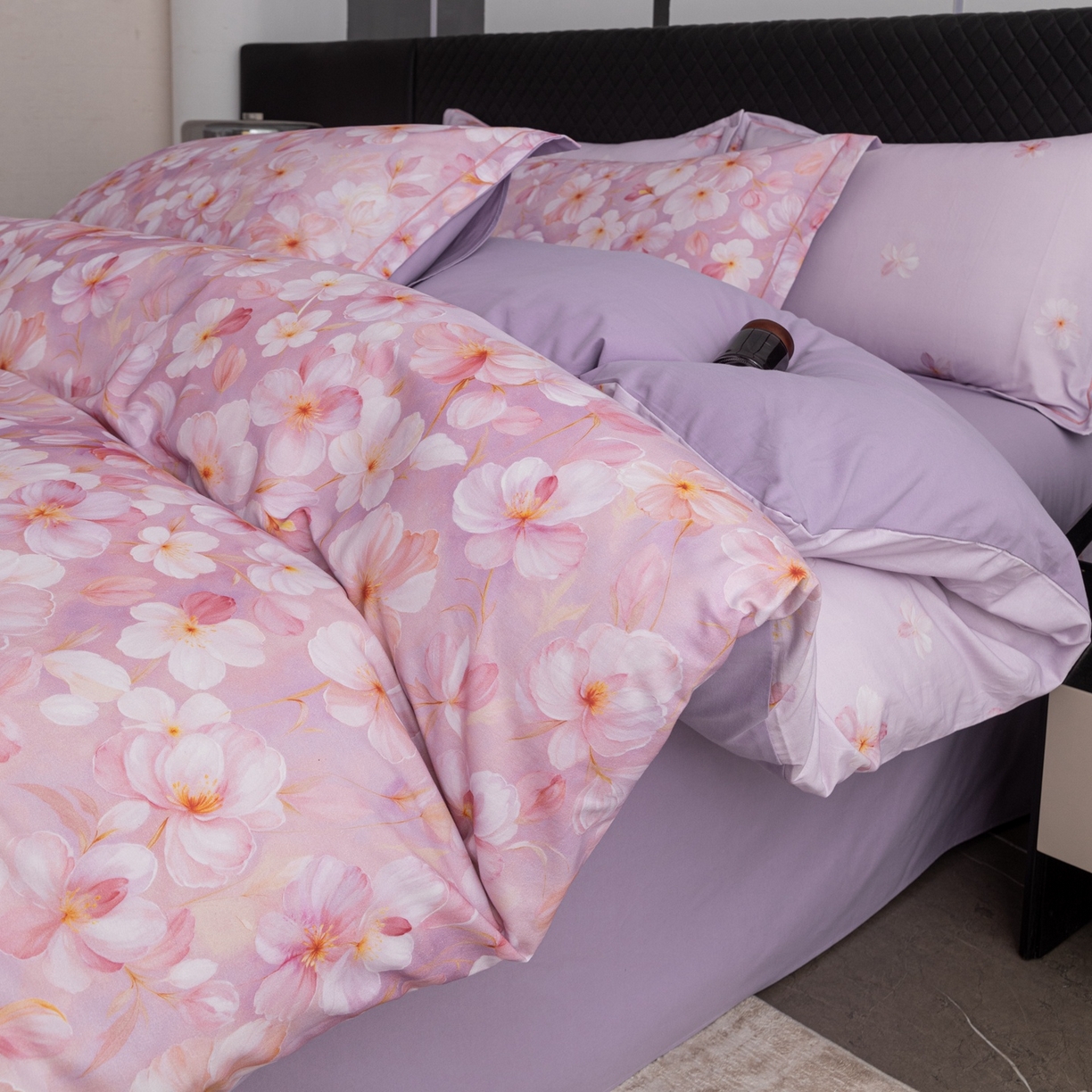 91家纺网 家纺一手货源 找家纺 晶缦家纺 2025新款加厚纯棉全棉磨毛四件套 寂香冷粉