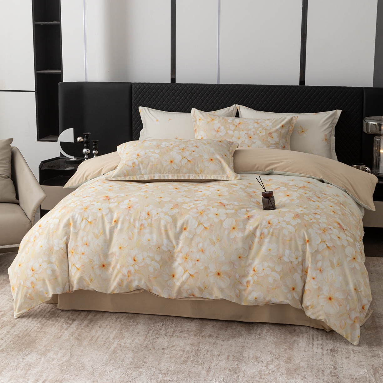 91家纺网 家纺一手货源 找家纺 晶缦家纺 2025新款加厚纯棉全棉磨毛四件套 寂香米