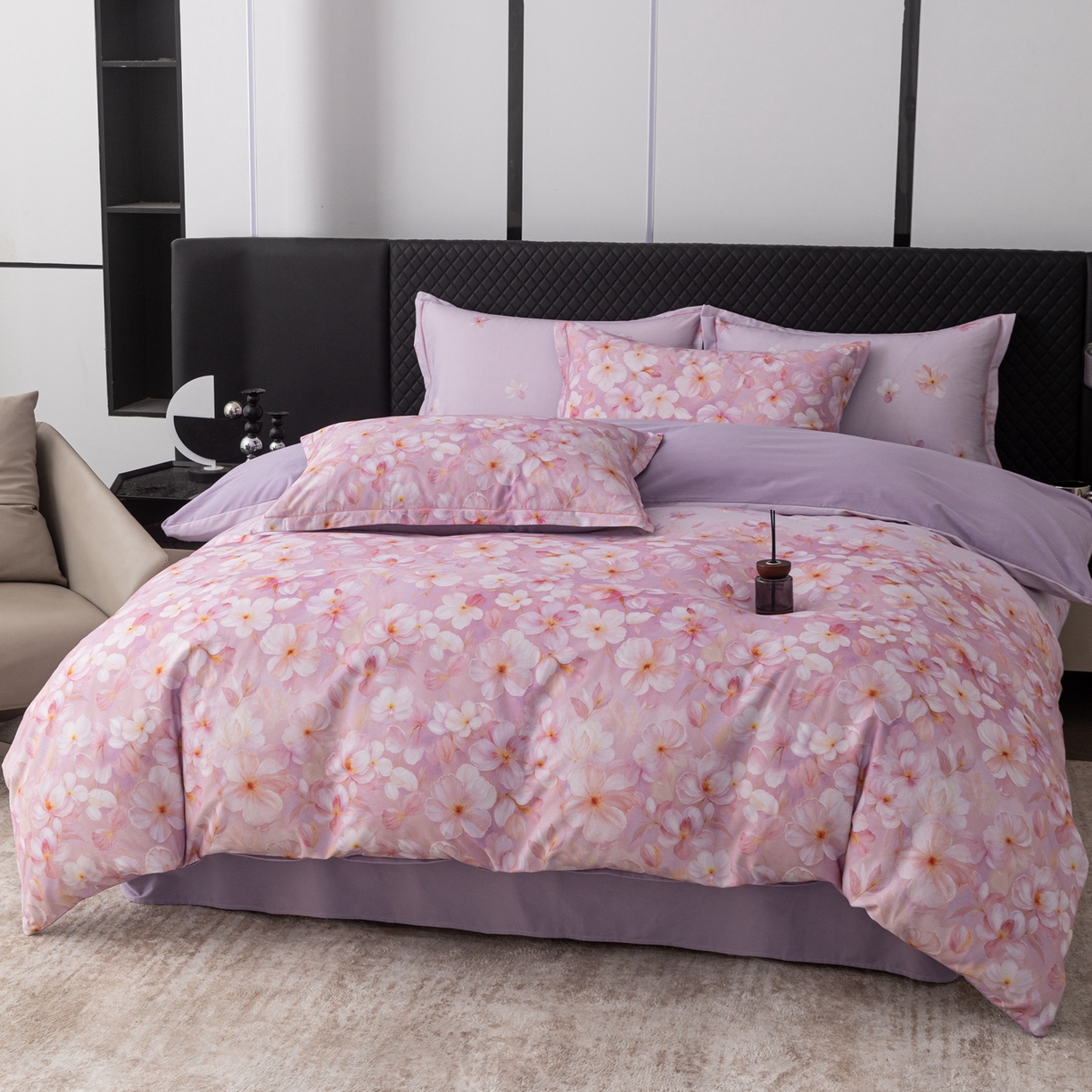 91家纺网 家纺一手货源 找家纺 晶缦家纺 2025新款加厚纯棉全棉磨毛四件套 寂香冷粉